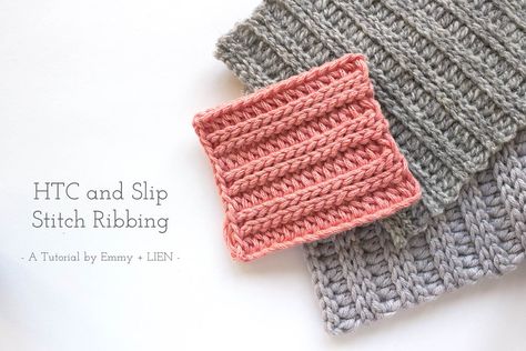 Crochet Ribbing - HTC and slip stitch | free tutorial by Emmy + LIEN Crochet Rib Stitches, Crochet Ribbing Pattern, Crochet Ribbing Tutorial, Ribbing Crochet, Crochet Rib Stitch, Crochet Ribbing, Unique Stitches, Slip Stitch Crochet, Different Crochet Stitches