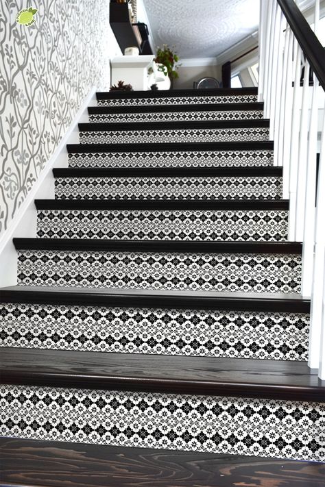 Stair Riser Vinyl, Vinyl Stairs, Stair Decals, Stairs Renovation, Stair Riser Decals, Stairs Makeover, Stair Stickers, Stair Riser, Diy Stairs