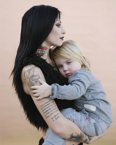 Image via Celia Sanchez Punk Moms, Tattooed Parents, Tattoos In The Workplace, Punk Mom, Emo Teen, Best Workout Routine, Millennial Mom, Like A Mom, Scary Mommy