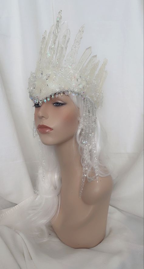 Snow queen ice queen icicle crown ice crown Christmas crown sold at Pamzylove.com Ice Crown, Christmas Crown, Fairy Festival, Diy Crown, Snow Princess, Head Pieces, White Witch, Head Jewelry, Cat Character