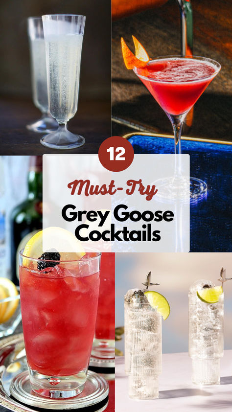 Grey Goose Cocktails Grey Goose Drinks Recipes Easy, Gray Goose Vodka Drinks, Grey Goose Strawberry Lemongrass Cocktails, Grey Goose Drinks Recipes, Grey Goose Drinks, Fruity Vodka Drinks, Grey Goose Martini, Grey Goose Cocktails, Christmas Cocktails Vodka