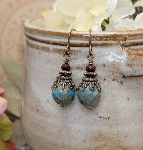 #with #JewelryAddict #Style #Accessories #Jewelry #Boho #Free #Jewelry #JewelryDesign #Exploring #Bohemian #Your #Accessories #Embrace #Gemstone #Spirit Czech Bead Earrings, Diy Boho Earrings, Boho Earrings Diy, Vintaj Jewelry, Czech Beads Jewelry, Antique Style Jewelry, Boho Jewelry Diy, Earrings Diy Handmade, Enamel Jewellery