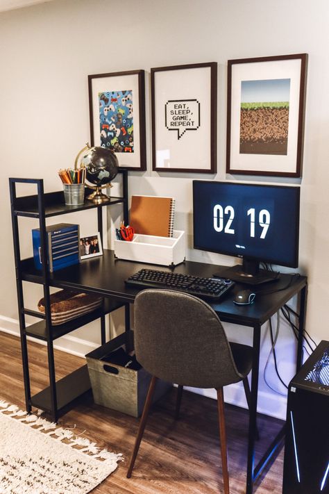 Multipurpose Game Room, Office and Guest Space - Inspired Reality Room And Office Combo Ideas, Guest Room Office Combo, Bedroom 2022, Old Basement, Basement Office, Gaming Space, Two Twin Beds, Guest Room Office, Trundle Bed