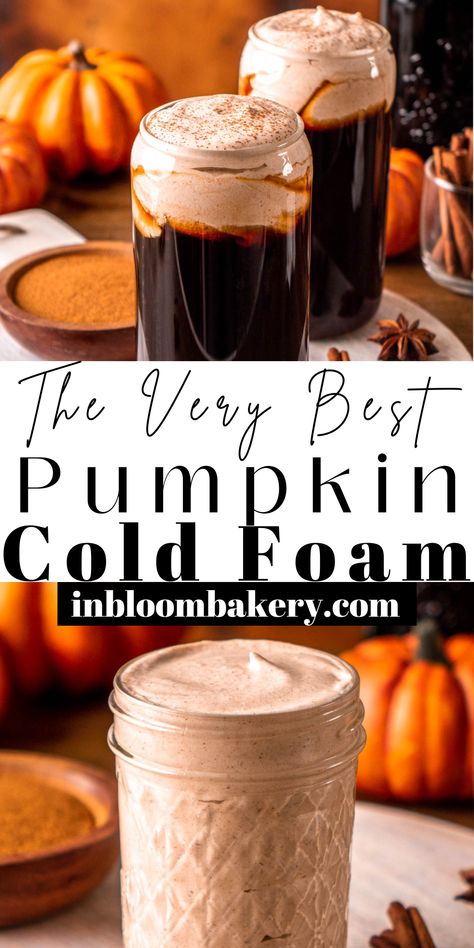 Pumpkin Soft Top Coffee, Homemade Pumpkin Spice Cold Foam, Pumpkin Spice Sweet Cream, Pumpkin Puree Drink Recipes, Chai With Pumpkin Cold Foam, Fall Syrups, Pumpkin Sweet Cream Cold Brew, Pumpkin Cold Brew Foam Recipe, Homemade Pumpkin Spice Cold Brew