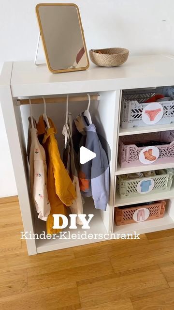 Ikea Toddler Bedroom Girl, Kallax As Wardrobe, Ikea Wardrobe Hack Kids, Ikea Kallax Montessori Wardrobe, Trofast Montessori Wardrobe, Diy Doll Wardrobe, Kallax Kids Wardrobe, Montessori Wardrobe Ikea Hack, Ikea Kallax Ideas Bedroom