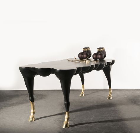 Mad Horse Table by Samuel Benshalom | KNSTRCT Horse Table, Luxurious Dining Table, Animal Table, Meja Sofa, Tea Table Design, Porcelain Countertops, Living Room Minimalist, Room Design Modern, Luxurious Dining Room