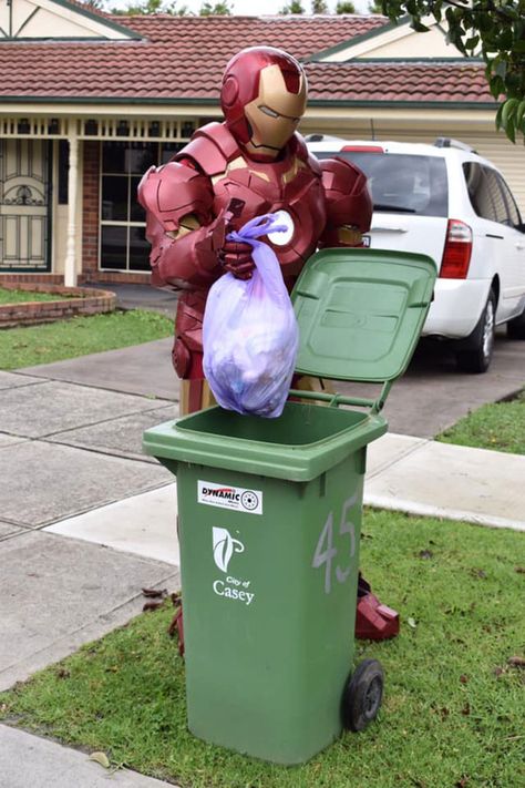 30 Australians Realize They Can Only Go Out To Take The Bins Out, Turn It Into A Special Occasion By Dressing Up In Their Best Clothes Ridiculous Outfits, Purple Dupatta, Taking Out The Trash, Australian Dresses, Teddy Bear Costume, Friends Laughing, Fake Friends, Go Outdoors, Favourite Colour