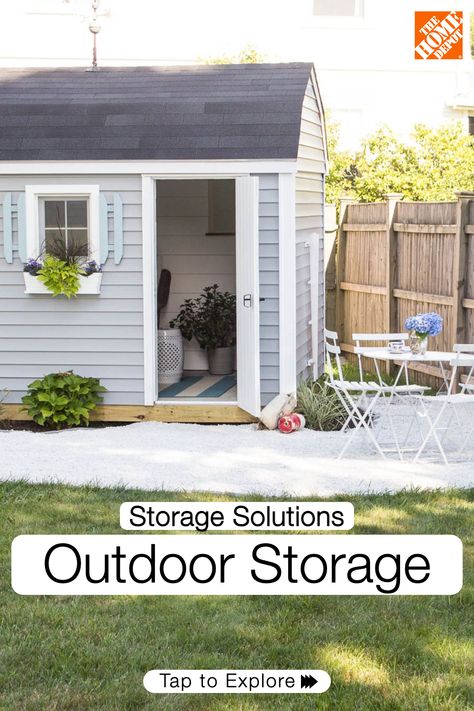 Keep your yard and garden clutter-free with our selection of durable sheds, portable garages, and other storage options available at The Home Depot. Choose the right size for you and customize it to match your style with a range of colors, sizes, materials, and add-ons. Tap to shop. Large Storage Sheds Ideas Backyard, Outdoor Building Ideas Storage Sheds, Storage Shed Plans The Home Depot, Home Depot Storage Sheds, She Shed Studio, She Shed Craft Room, Lowes Storage Shed, Shed Guest House, House Heating