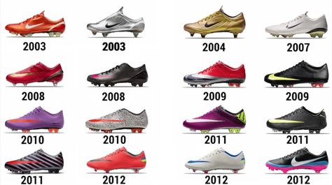 Nike loves to make shoes. They love to make boots for #Cristiano #Ronaldo the most. Here are all of the boots he's worn through out his career. #CristianoRonaldo #Nike #Nikeboots #soccer #soccerboots #soccercleats #soccerswag #Nikesoccer Ronaldo Cleats, Ronaldo Boots, Cristiano Ronaldo Shoes, Cr7 Boots, Ronaldo Shoes, Cr7 Shoes, Nike Ronaldo, Ronaldo News, Indoor Soccer Cleats