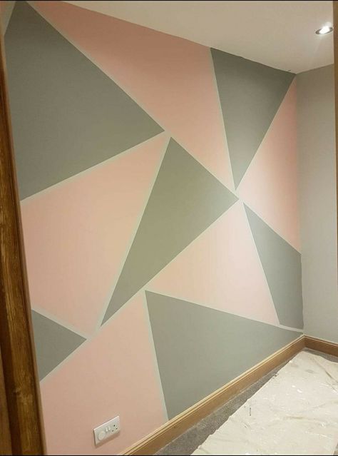 Pink Gray Bedroom, Girls Room Paint, Bedroom Wall Designs, Bedroom Wall Paint, Pink Bedrooms, Wall Paint Designs, Geometric Decor, Color Mix