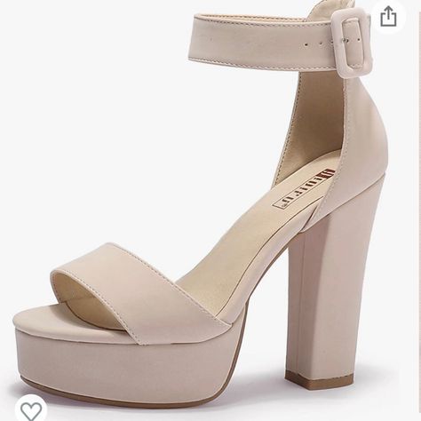 Nude Heeled Sandals, Sandals Chunky, Chunky Heel Shoes, Heels For Women, Chunky High Heels, Platform Heels Chunky, Elegant Shoes, Wedding Heels, Platform High Heels