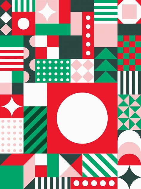 Christmas Food Graphic Design, Christmas Visual Identity, Geometric Christmas Illustration, Christmas Geometric Pattern, Holiday Pattern Illustration, Holiday Graphic Design Inspiration, Christmas Motion Design, Christmas Social Post, Xmas Design Graphic