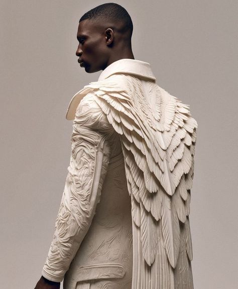 Men Dresses For Wedding, Mens Fantasy Costume, Creative Mens Fashion, Avant Garde Menswear, Angelic Outfits Male, Guys Wearing Dresses, Fantasy Mens Clothes, Futuristic Fashion Men, Male High Fashion