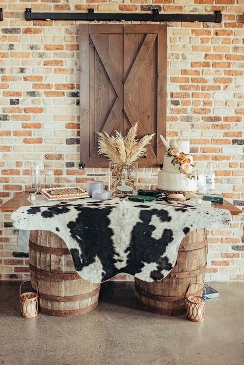 Western Theme Wedding Reception, Western Boho Wedding Guest Book, Boho Western Dessert Table, Boho Wedding Cake Backdrop, Western Sign In Table, Cowhide Wedding Cake Table, Cowgirl Wedding Decorations, Western Wedding Centerpieces Wedding Table Decor, Western Cake Table Ideas