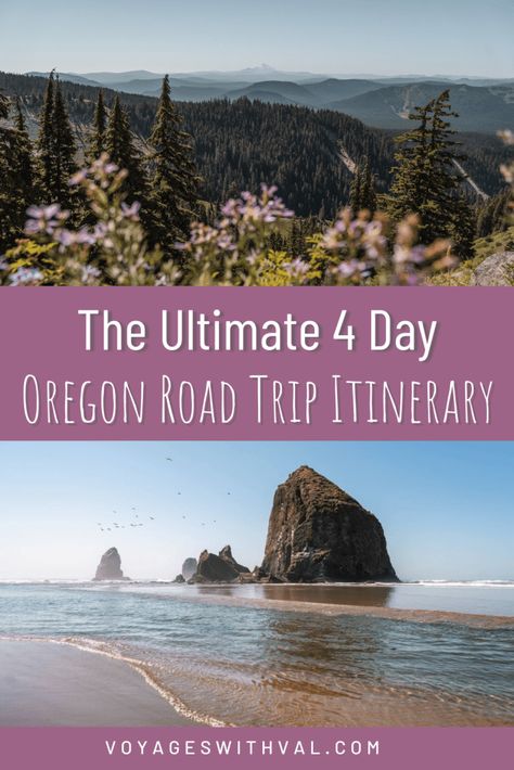 The Perfect 4 Day Oregon Road Trip Itinerary - Voyages with Val Portland To Seattle Roadtrip, Oregon Road Trip Itinerary, Oregon Itinerary, Oregon Waterfalls Road Trip, Oregon Coast Roadtrip, Pch Road Trip, Oregon Coast Vacation, Oregon Camping, Pacific Coast Highway Road Trip