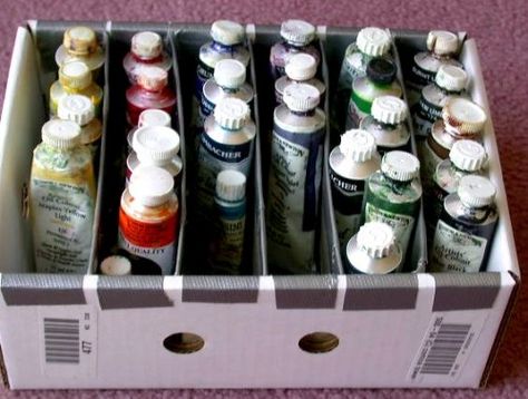 Oil Paint Tubes Storage, How To Store Acrylic Paint Tubes, Oil Paint Storage Ideas, Artist Paint Storage, Oil Paint Organizer, Tube Paint Storage Ideas, Oil Paint Storage, Acrylic Paint Tube Storage, Watercolor Storage