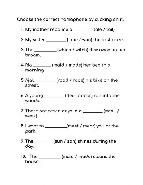 Homonyms Worksheet, Homophones Worksheets, Third Grade Worksheets, Worksheets For Grade 3, Spelling Test, Confusing Words, English Grammar Worksheets, 2nd Grade Worksheets, Grammar Worksheets