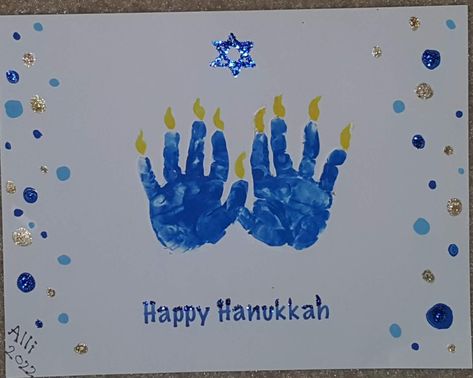 Jewish Crafts, Thumb Prints, Hanukkah Menorah, Handprint Craft, Handprint Crafts, Happy Hanukkah, Easy Paper Crafts, Menorah, Festival Lights