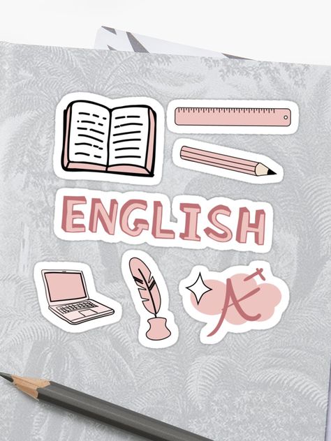 "Peach English School Subject Sticker Pack" Sticker by The-Goods | Redbubble English Subject Aesthetic, English Portada, Classroom Subject Labels, Diy Notebook Cover For School, Washi Tape Wall Decor, English Stickers, Aesthetic English, English Subject, English Literature Notes