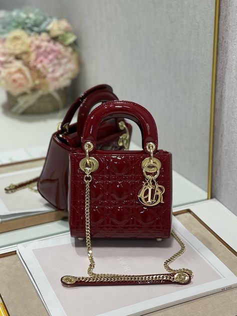 Dior Mini Bag, Mini Lady Dior, Girly Bags, Dior Handbags, All You Can, Lady Dior Bag, Cherry Red, Lady Dior, Dior Bag