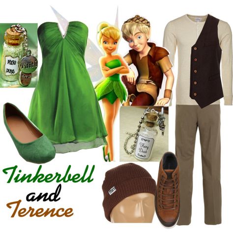 Tinkerbell and Terence Tinker Bell And Terence Costume, Tinkerbell And Terence Costume, Tinker Bell And Captain Hook Costume, Tinker Bell And Captain Hook Costume Couple, Beer Olympics Outfits, Disney Bounding Tinkerbell, Tinkerbell Modern Outfit, Olympics Outfits, Women’s Tinker Bell Costume