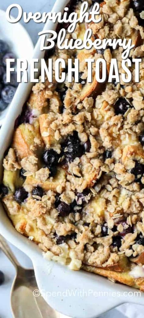 Wake up to the smell of fragrant blueberries baked into this decadent overnight blueberry french toast casserole. You can relax and enjoy your morning coffee while this casserole bakes to perfection. #spendwithpennies #breakfastcasserole #overnightcasserole #frenchtoastcasserole #easycasserole #bakedcasserole #blueberrybake #breakfastbake #makeahead Brunch Salad Recipes, Breakfast Casserole Ideas, Blueberry French Toast Bake, Blueberry Recipe, Overnight Breakfast Recipes, Brunch Salad, Blueberry French Toast Casserole, Casserole Ideas, Baked French Toast Casserole