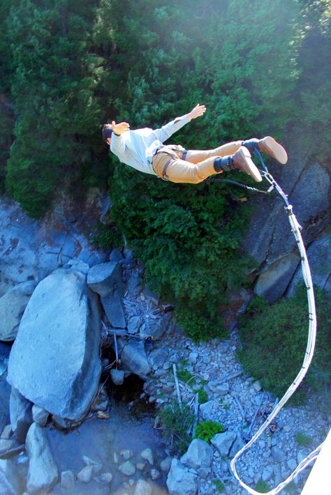 Go bungee jumping Bungee Jumping Photography, Bunji Jumping Aesthetic, Bunji Jump, Bungee Jumping Aesthetic, Vision Board Book, Summer Needs, Vision Board Pics, Cave Tours, Rainbow Falls