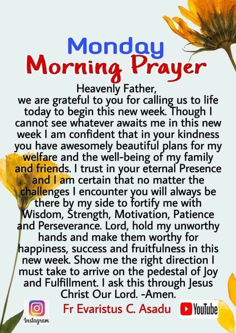 New Week Prayer, Monday Morning Prayer, Monday Morning Blessing, Good Morning Prayer Quotes, Monday Prayer, Monday Greetings, Monday Morning Quotes, Morning Prayer Quotes, Good Morning Spiritual Quotes