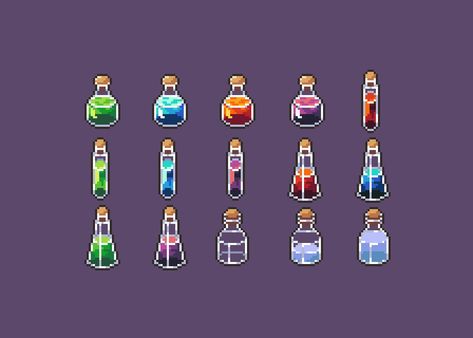 Pixel Art Potion, Potion Bottles, Sharing Economy, Pixel Pattern, Free Photos, Pixel Art, Collage, Beads, Pattern