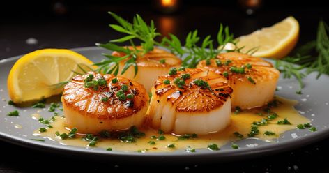 Secrets to perfectly seared scallops with Hell's Kitchen expert tips and Guide. Click to unlock the full flavor potential of this gourmet delicacy and impress your guests! Hells Kitchen Recipes, Scallop Starter, Gordon Ramsay Dishes, Dried Scallops, Pan Seared Scallops, Hell’s Kitchen, Kitchen Guide, Seared Scallops, Animal Based