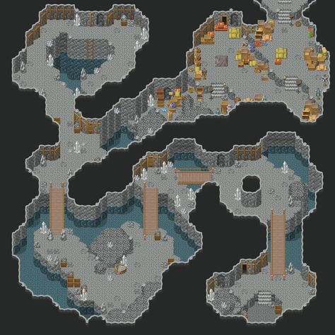 RPG Maker map Rpg Maker Map, Rpg Maker Horror Games, Dnd Cave, Rpg Maker Games, Pokemon Maps, Pokemon Towns, Pokemon Dungeon, Game Level Design, Pokemon Rpg