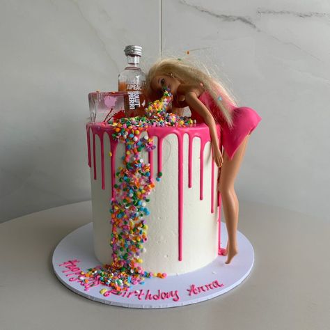 Party Animal | Nikos Cakes Cake Ideas Barbie, 21st Birthday Cake Ideas, Drunk Barbie Cake, Tårta Design, Guys 21st Birthday, 21st Birthday Girl, Barbie Birthday Cake, 18th Cake, 21st Bday Ideas