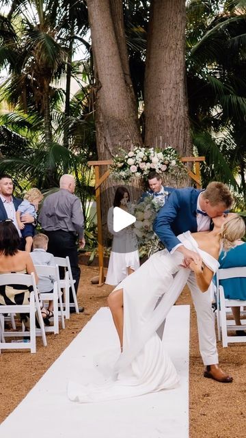 Fremantle Wedding Photographer on Instagram: "How cute is an end of the aisle dip & kiss?  Bridget & Brad executed it perfectly🖤🖤

Wedding photographed for @weddingsandeventsunlimited 
@exclusive_occasions 
@peoplescelebrant 
@sweetfloralperth 
@noabridalstudio" Aisle Dip Kiss, Wedding Dip Kiss, Wedding First Kiss, Kiss Pose, Dip Kiss, First Kiss, Wedding Photo Ideas, Wedding Photo, Dip