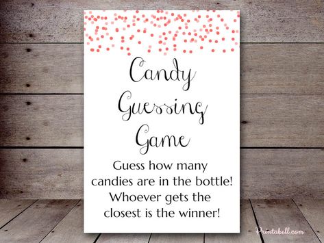 How many Candies – Printabell • Create Baby Shower Guess How Many In A Jar Free Printable, Candy Jar Guessing Game Free Printable, Candy Guessing Game Printable Free, Guess How Many Candies In The Jar Free Printable, Printable Signs Free, Lolly Jars, Candy Guessing Game, Candy Signs, Who Knows Mommy Best