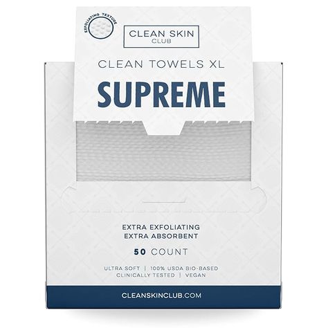 Clean Skin Club Clean Towels XL, 100% USDA Biobased Dermatologist Approved Face Towel, Disposable Clinically Tested Face Towelette, Facial Washcloth, Makeup Remover Dry Wipes, 50 Count Cellulose Fiber, Skin Care Cleanser, Clean Towels, Clearer Skin, Favorite Skincare Products, Gentle Exfoliator, Face Towel, Facial Wash, Cleanser And Toner