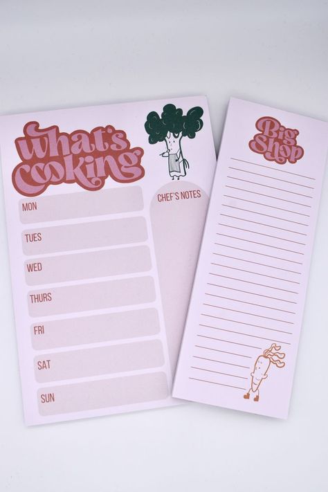 Stationary Set Design, Shopping List Notepad, Pink Notepad, Retro Lettering, Shopping List Planner, Photoshop Tutorial Graphics, Stationery Obsession, Note Pad Design, Gifts Pink