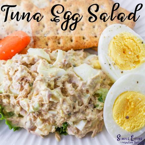 This deliciously creamy Tuna Egg Salad combines tin tuna with boiled eggs, taking the classic tuna salad up a notch. Mustard Tuna Salad, Best Keto Tuna Salad Recipe, Old Fashioned Tuna Salad, Tuna Fish Salad With Eggs, Different Egg Salad Recipe, Tuna And Crab Salad, Tuna Salad Recipes Canned, Tuna Egg Salad Recipe Healthy, Tuna Recipes Salad