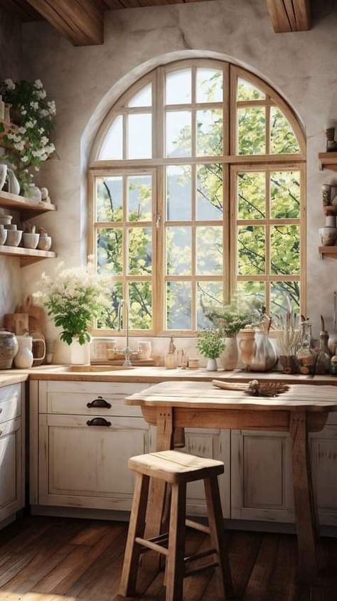 English Country Kitchen, Pantry Door Ideas, Countryside Kitchen, Cottage Core Kitchen, Layout Kitchen, Makeover Kitchen, Decor Kitchen Ideas, Cabinets Makeover, Wallpaper Kitchen