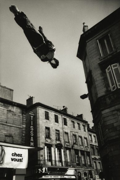 Marc Riboud - Trampoline, Bordeaux, France, 1987 - Howard Greenberg Gallery Marc Riboud, Eugene Atget, William Klein, Best Trampoline, Backyard Trampoline, Berenice Abbott, Gordon Parks, North Vietnam, Bordeaux France