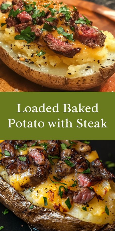 As I prepared the loaded baked potato with steak on a cozy Sunday afternoon, laughter filled the kitchen. My partner's eager anticipation and my children's playful chatter made every step joyful, turning a simple meal into a cherished family ritual. Loaded Steak Bite Potatoes, Hamburger Stuffed Baked Potatoes, High Protein Baked Potato, Steak Stuffed Baked Potatoes, Baked Potatoes With Steak, Loaded Baked Potato Ideas, Loaded Steak Baked Potato, Loaded Baked Potato With Steak, Loaded Potato Recipes