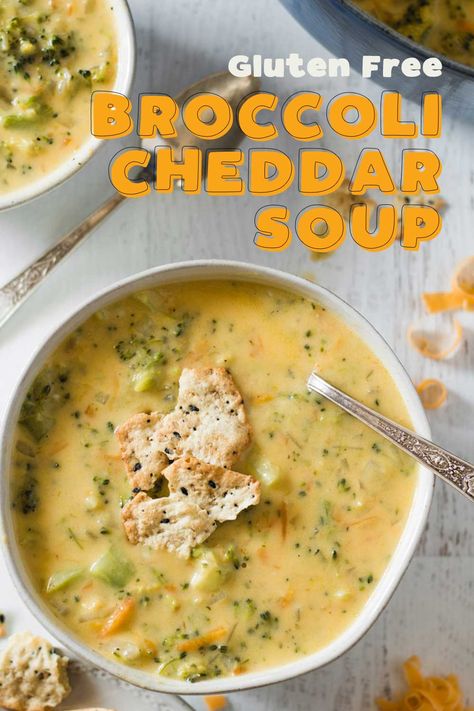 Gluten Free Cheddar Cheese Soup, Quick Celiac Meals, Broccoli Soup Gluten Free, Celiac Soup Recipes, Creamy Gluten Free Soup, Broccoli Cheddar Soup Gluten Free, Gf Broccoli Cheddar Soup, Broccoli Cheese Soup Gluten Free, Gluten Free Broccoli Cheese Soup