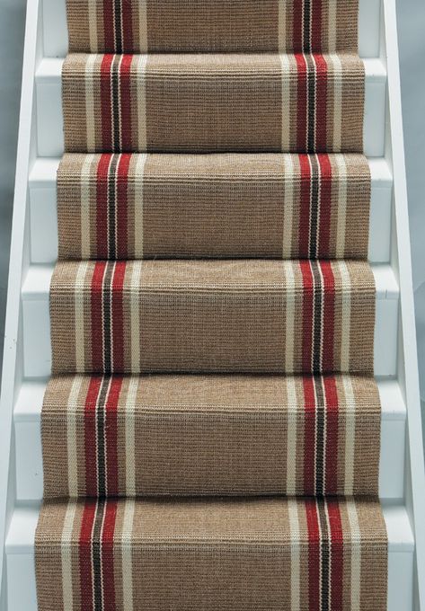 striped carpet Sisal Stair Runner, Sisal Flooring, Stairway Carpet, Sisal Carpet, Stair Carpet, Natural Flooring, Stair Runners, Interior Stairs, Diy Carpet