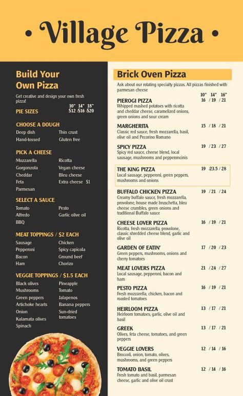 Colorblock Pizza Menu Pierogi Pizza, Pizza Menu Design, Spicy Pizza, Sweet Pizza, Brick Oven Pizza, Best Pizza Dough, Pizza Art, Pizza Special, Pizza Menu