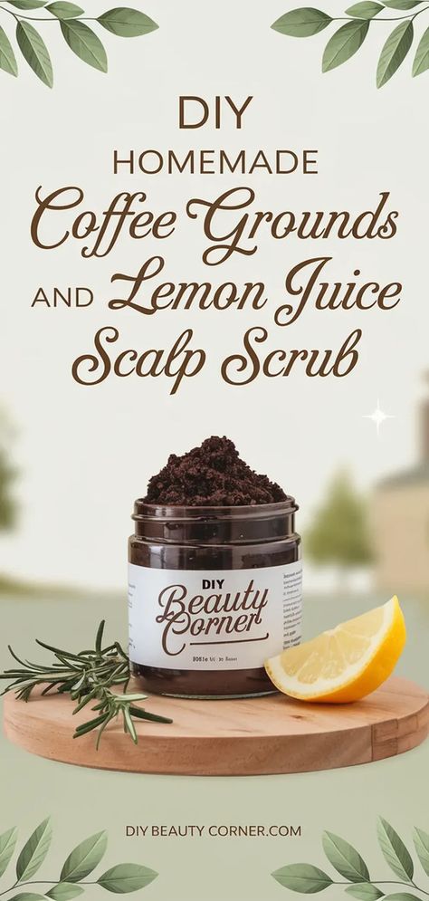 Invigorate Your Scalp DIY Coffee & Lemon Scalp Scrub Homemade Scalp Scrub, Coffee Scalp Scrub, Benefits Of Lemon Juice, Recipes With Coffee, Lemon Juice Benefits, Homemade Skincare, Skincare Recipes, Uses For Coffee Grounds, Homemade Coffee