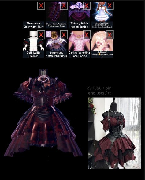 Goth Fits Royale High, Got Bodice Rh, Royale High Wedding Outfit, Rh Dress Combos, Sugar Dough Set Royale High, Representing Your Realm Fashion Rh, Royale High Good Vs Evil, Royale High Dress Combos, Rh Matching Fits