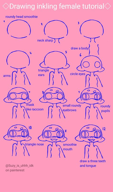 Splatoon Tutorial, How To Draw Inklings, Splatoon Art Style Tutorial, Splatoon How To Draw Tentacles, How To Draw Splatoon, How To Draw In Splatoon Style, Splatoon, Drawing Tips, Cute Art