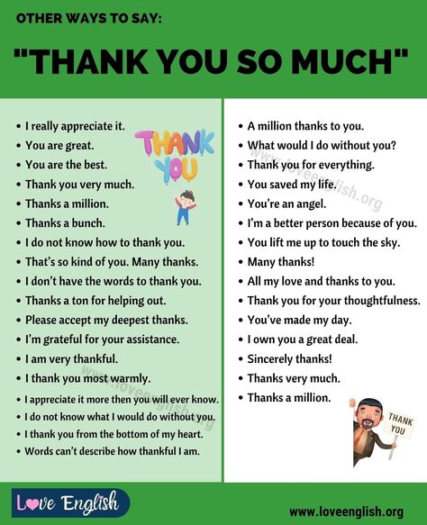 Thank You So Much: 33 Different Ways to Say "Thank You So Much" - Love English Business Writing Skills, Other Ways To Say, Appreciation Ideas, English Phrases Idioms, Conversational English, Learn English Grammar, Interesting English Words, Good Vocabulary Words, Good Vocabulary