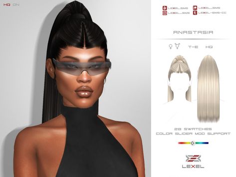 Sims 4 Sleek Ponytail, Anastasia Hairstyle, Sims 4 Ponytail Cc, Sims4cc Clothes, Hair Ts4, Ts4 Hair, Slick Ponytail, Sims 4 Tsr, Braided Pony