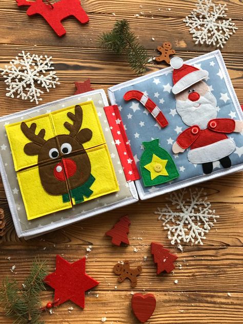 Handmade Christmas quiet books from $39.99 🤗 Christmas Quiet Book, Quiet Book Ideas, Christmas Quiet Book Pages, Quiet Book Christmas, Winter Quiet Book Pages, Baby Books Diy, Book Christmas Tree, Christmas Books For Kids, Homemade Books