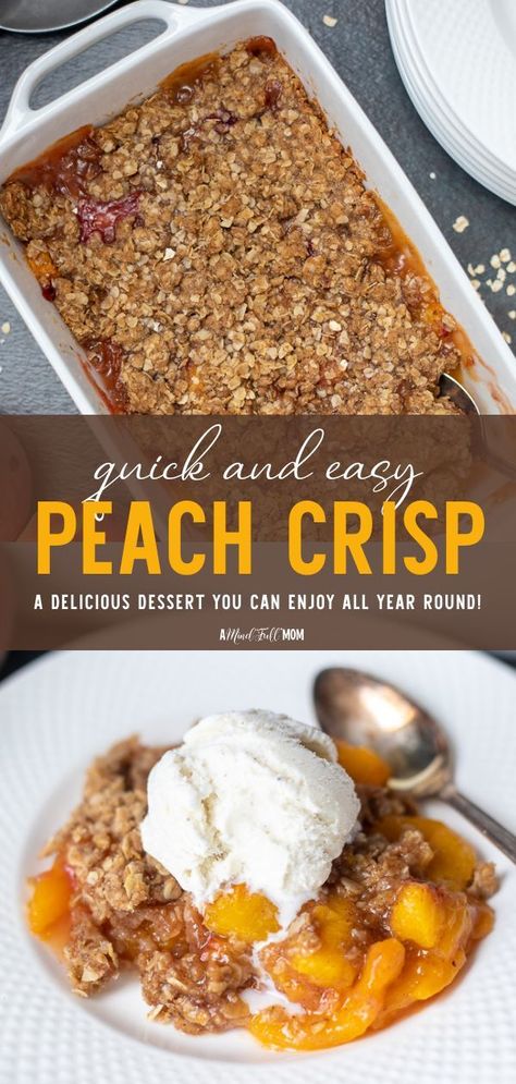 Can Peaches Recipes, Easy Peach Crisp, Peach Crisp Recipe, Peach Crisp, Perfect Peach, Canned Peaches, Crisp Recipe, Peaches, Frozen